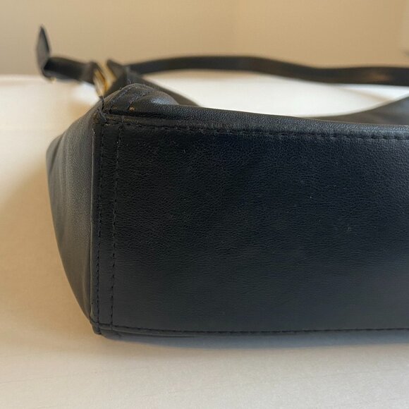 COLETTA Black Leather Shoulder Bag With Gold Hardware - Picture 8 of 12